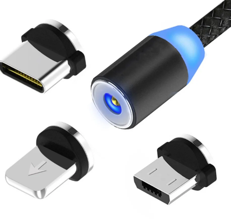 3in1 with 3 plugs magnetic cable magnet charging usb data cable charger for iphone samsung google xiaomi huawei