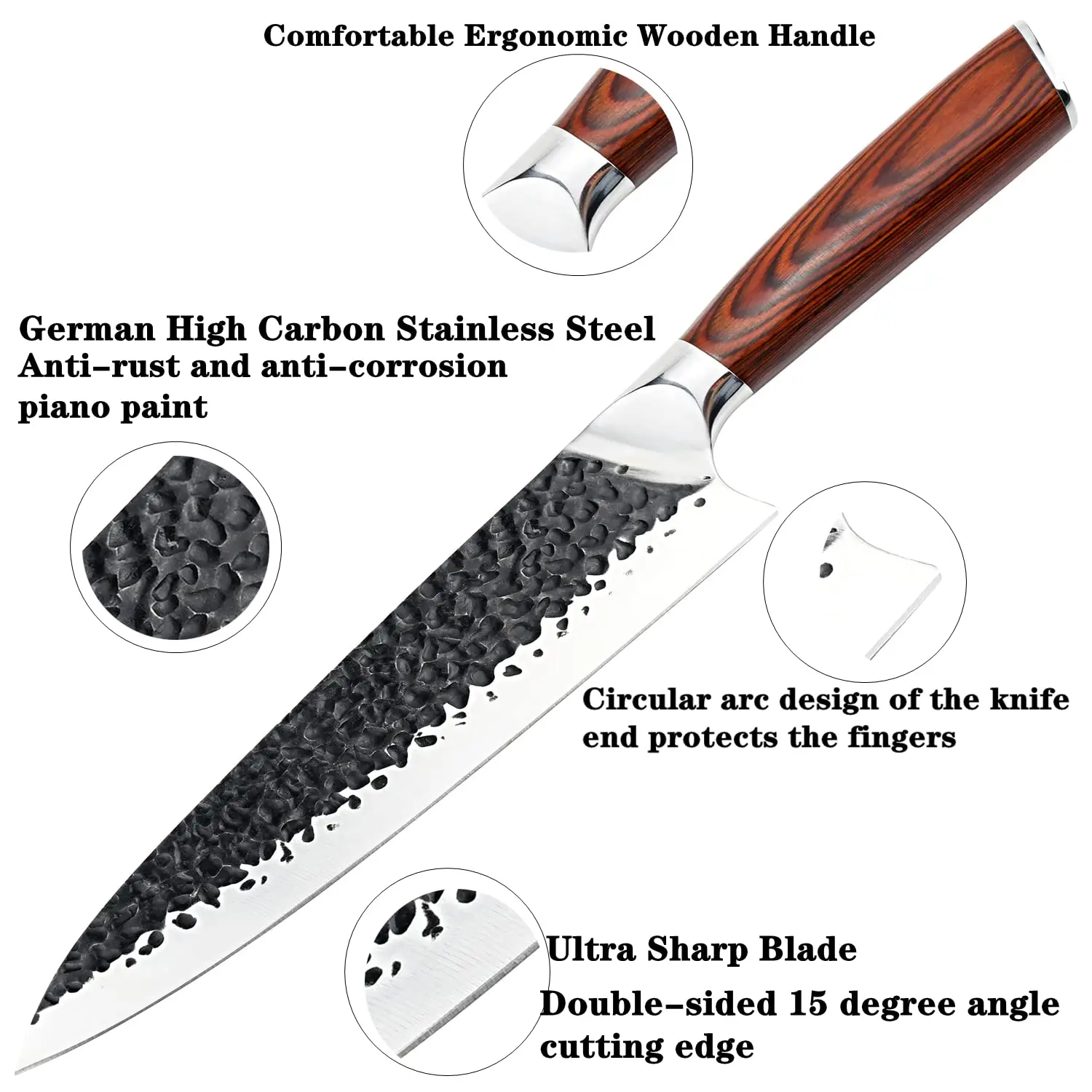 Hot Sale High Carbon Steel Ergonomic Handle 8 inch Kitchen Durable Sharp Japanese Chef Knife