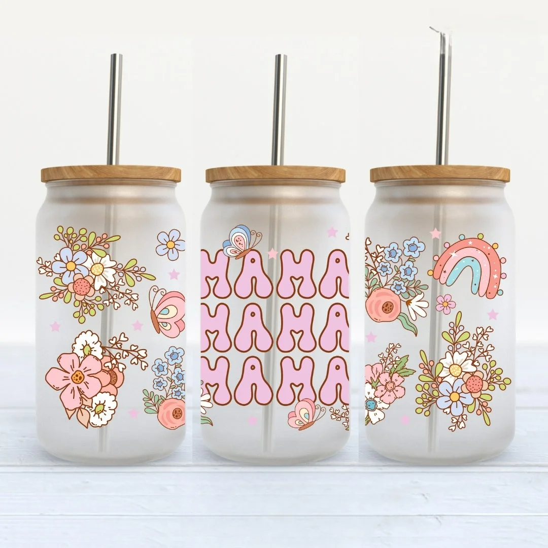 Factoroy UV Dtf Soccer Mom Cup Wraps Coffee Cup Transfers Sticker Decals for 16oz 20oz Libbey Glass Can