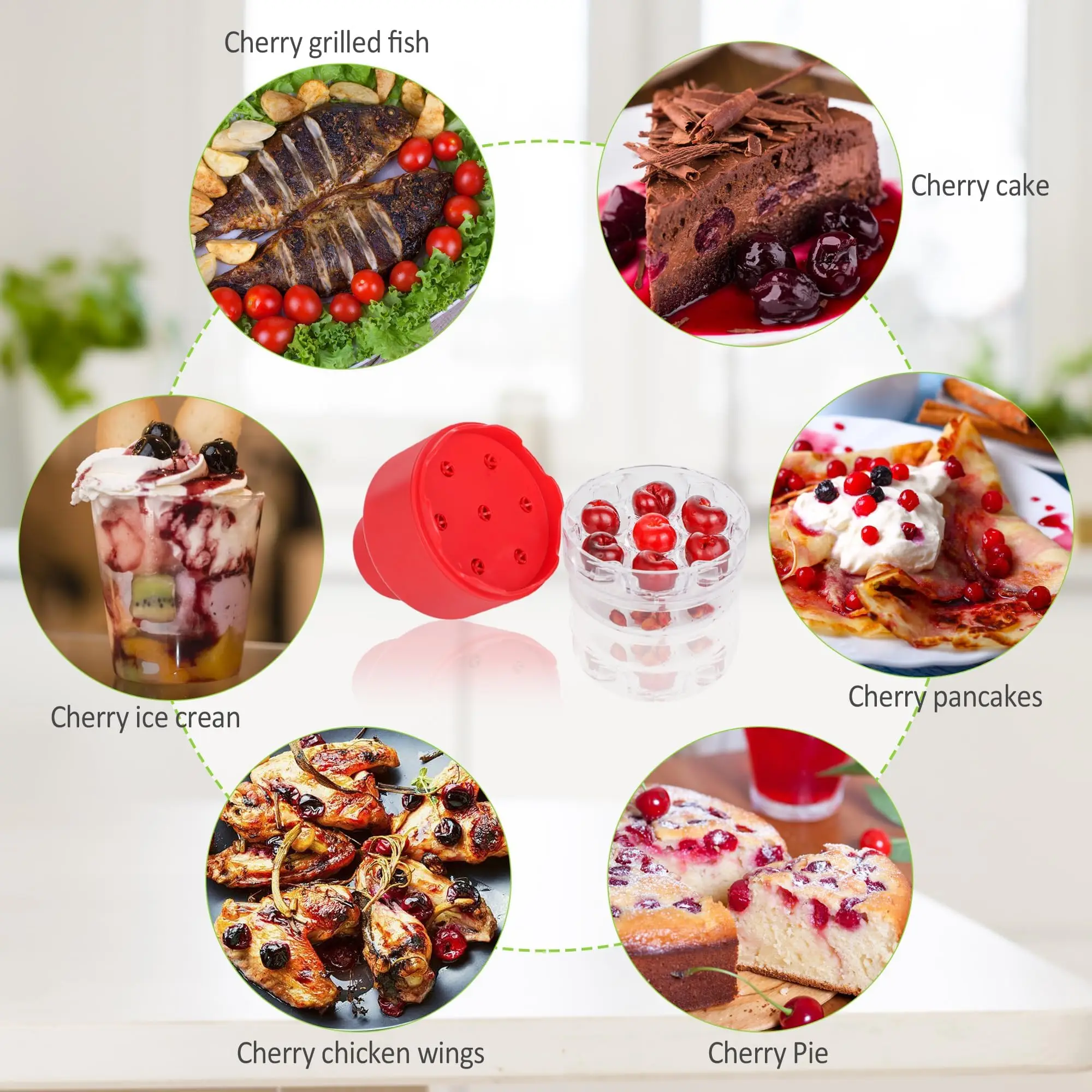 Multifunction Cherries Stoner Corer Seed Remover Tool plastic Cherry Pitter with 7 Holes for Kitchen