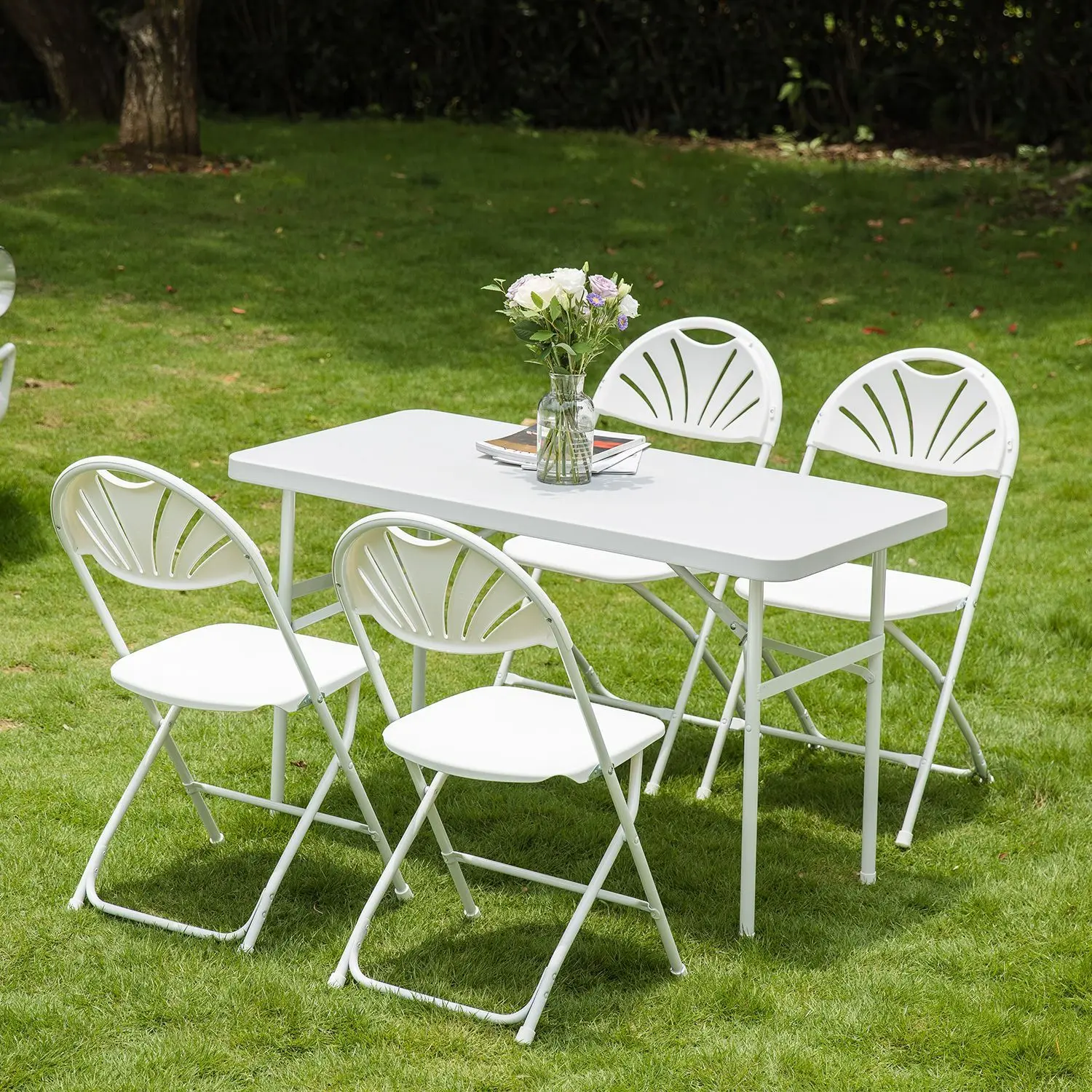 Белый сад пластиковый молдинг Свадьба Вечеринка Круглый Портативный Открытый Стол Складной