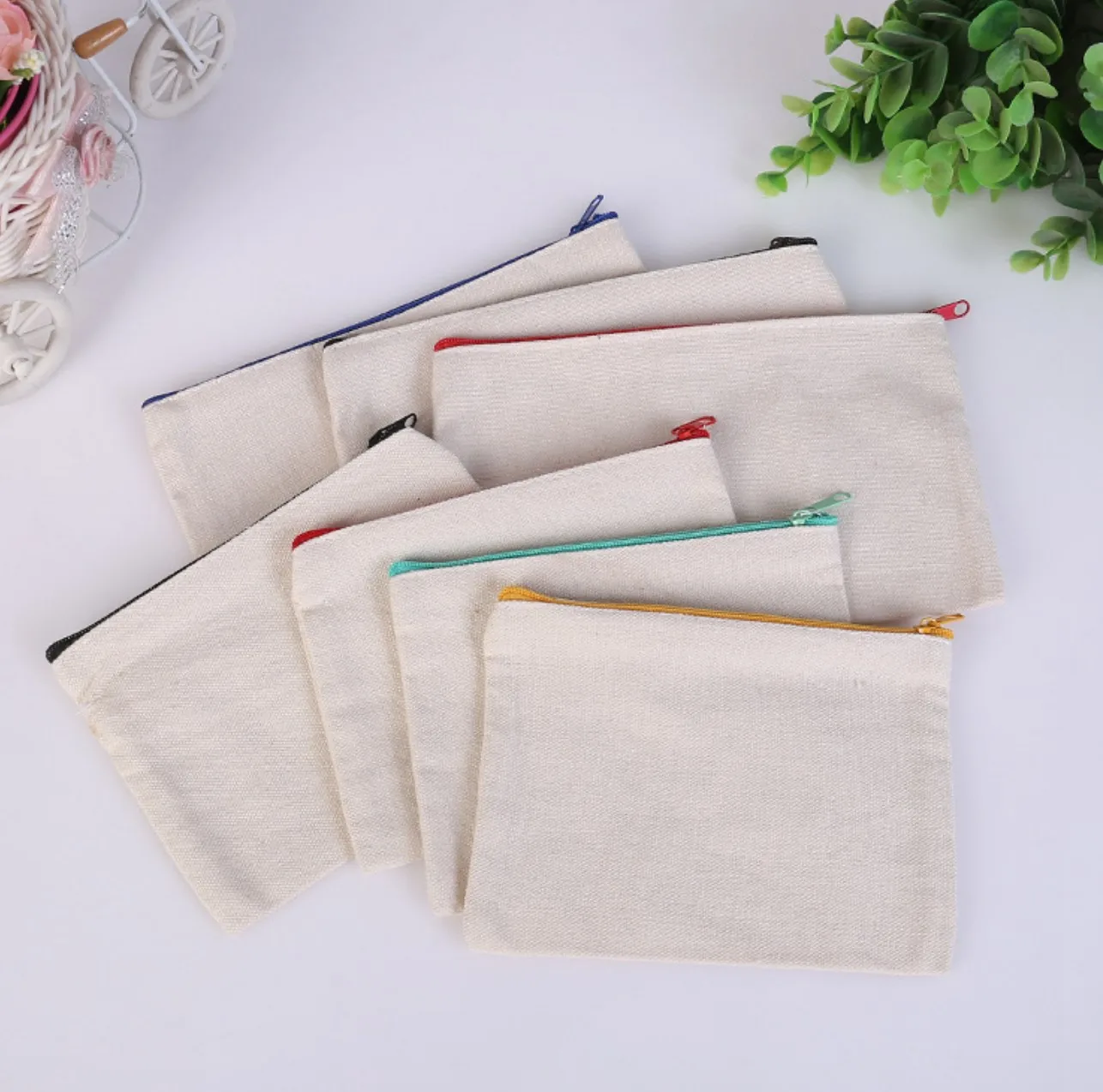 stocked cheap cotton canvas 10oz pen pouch with nylon zipper