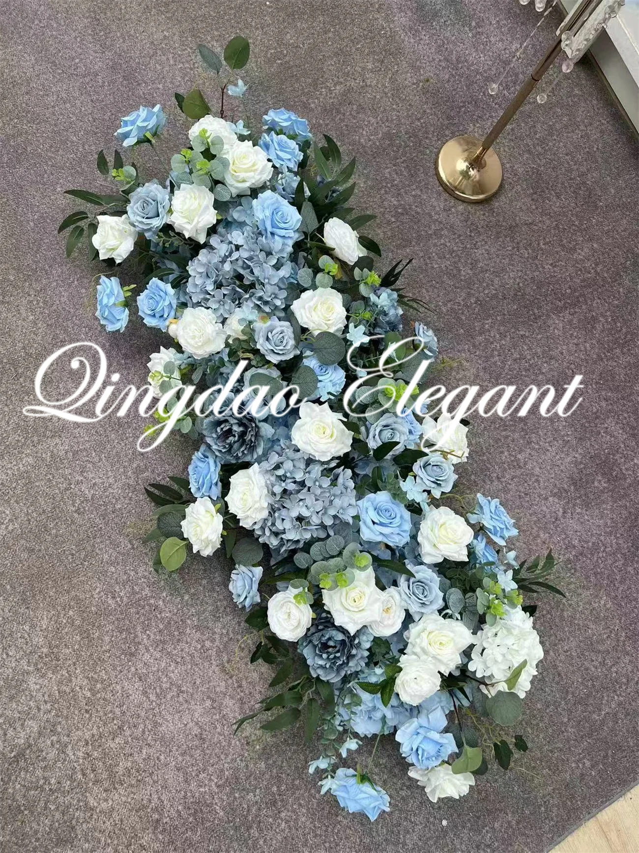EG-VG278 New design 60cm Luxury wedding baby shower decorations artificial white baby royal dusty blue flower centerpieces