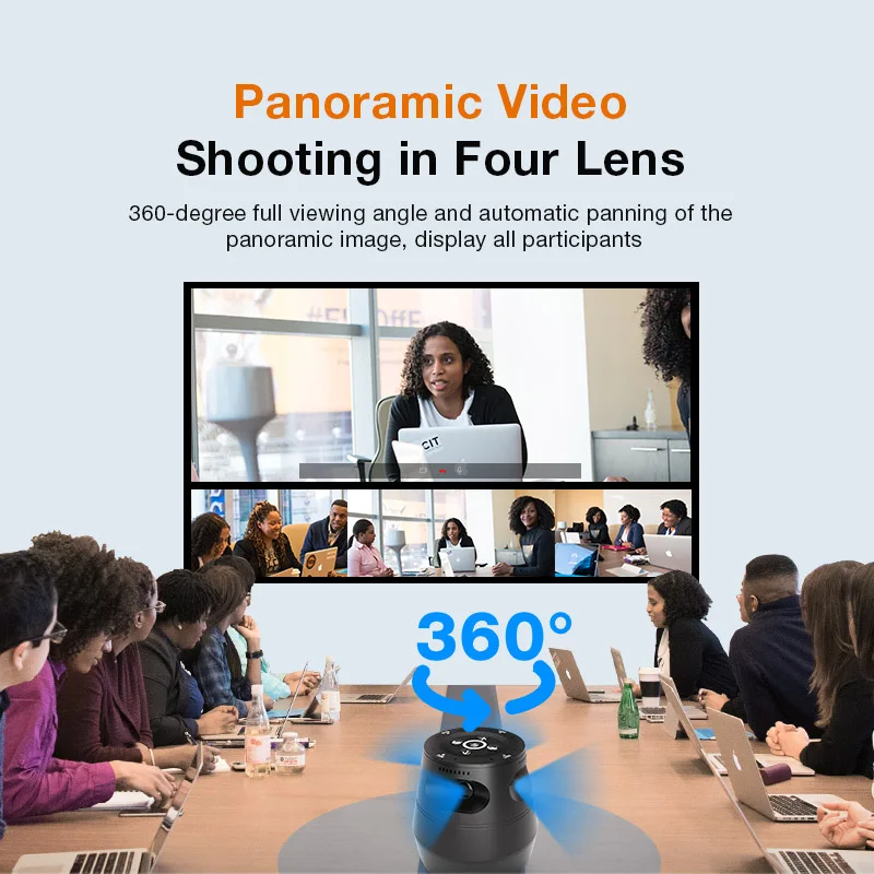 Anywii 360 Panoramic Intelligent Audio Video Conference Device Voice source tracking Video Conference Camera for Record meeting