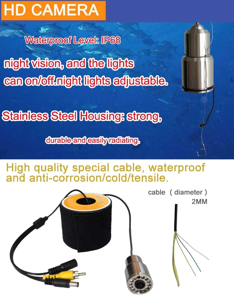 Hot Sale 30M Cable Camera Fish Finder Underwater Fishing Camera Deeper Fish Finder Long Distance Live Scope Fish Finder With DVR
