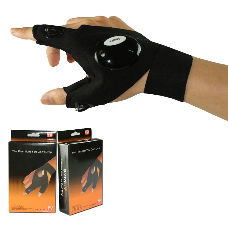 LED outdoor half-finger lighting gloves outdoor hunting slingshot fishing luminous gloves Fishing Gloves