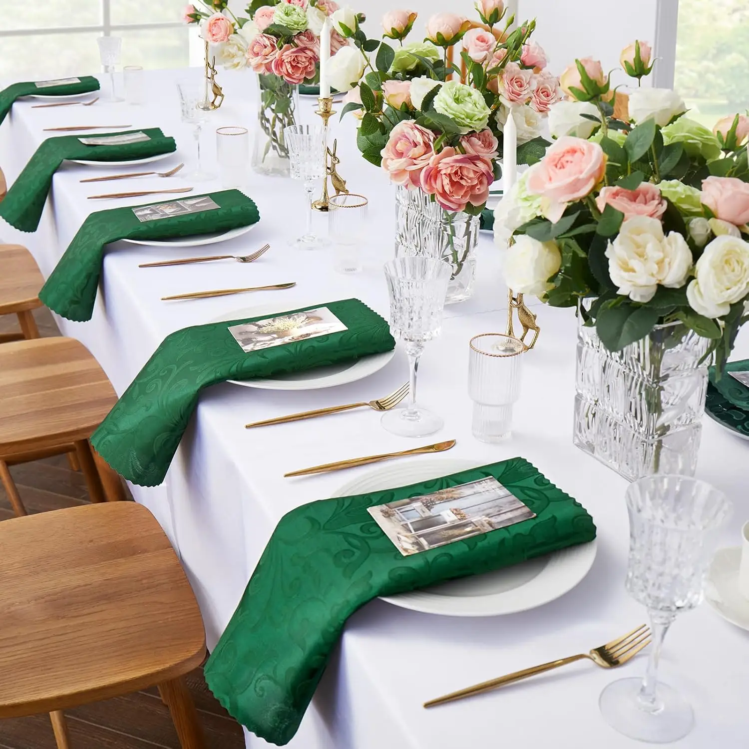 Satin Napkins 17x17 Inch Square Jacquard Silky Satin Table Cloth Napkins for Wedding Banquet Party Restaurant Dinner Decoration