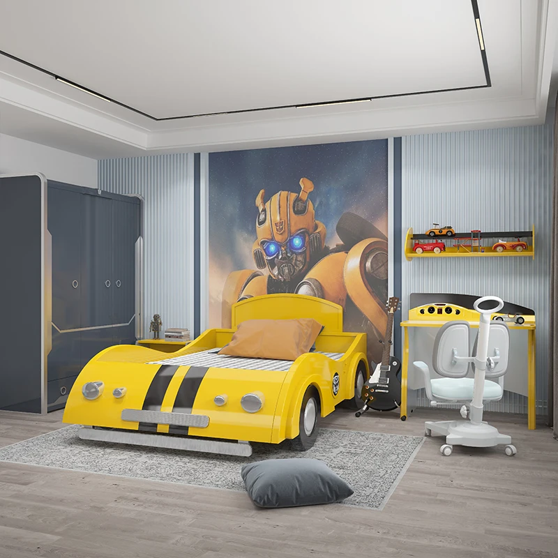 Attractive  Children Beds White solid wood  racing car shape bed furniture car bed kids children