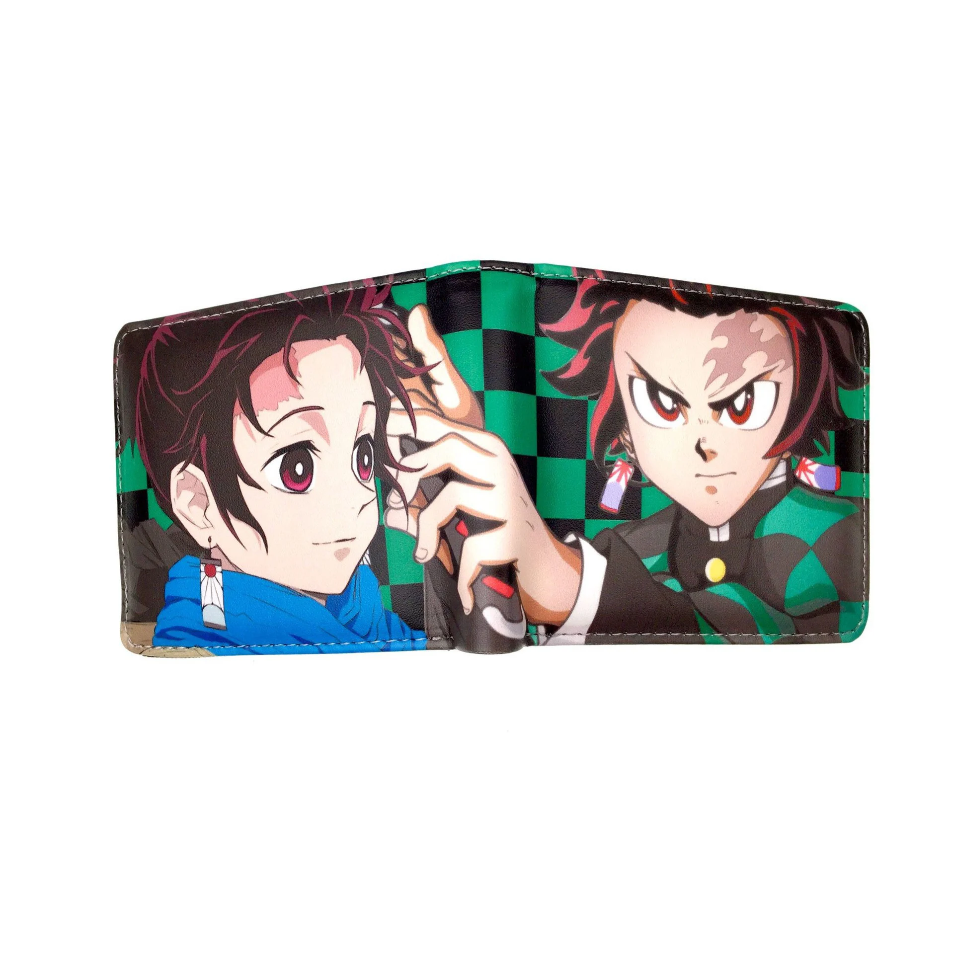 High Quality Cartoon Anime Demon Slayer Tanjirou Nezuko Wallets PU Leather Waterproof Money Card Holders Open Short Coin Purse