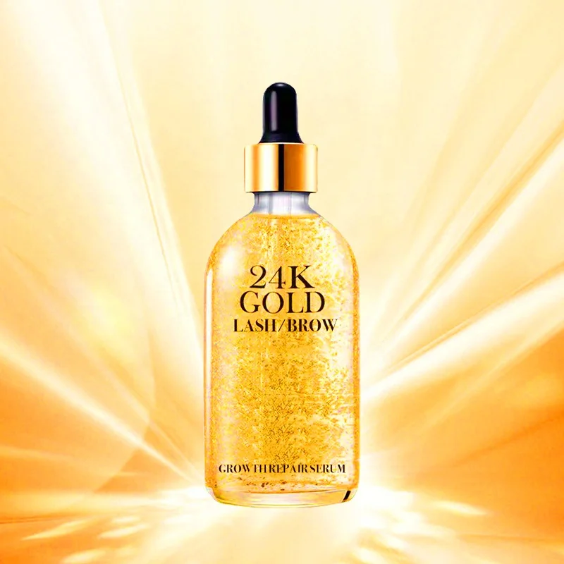 Eyelashes & eyebrows Growth Repair Serum 24K gold lash lift care nourish plump lash serum growth lash aftercare mascara growth
