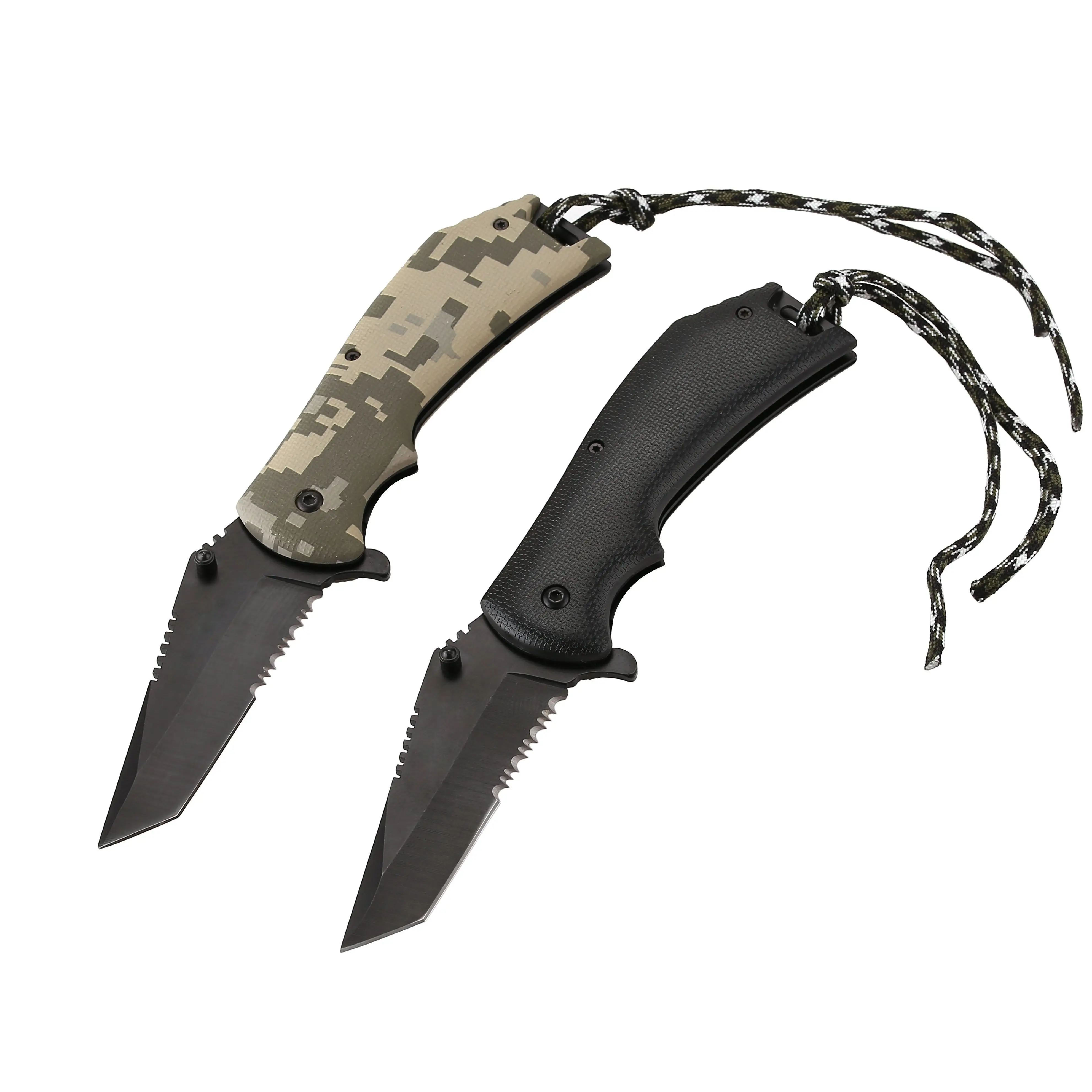 Folding pocket knife with half-serrated stainless steel blade tanto point for hunting/survival/camping/rescue/hiking/EDC