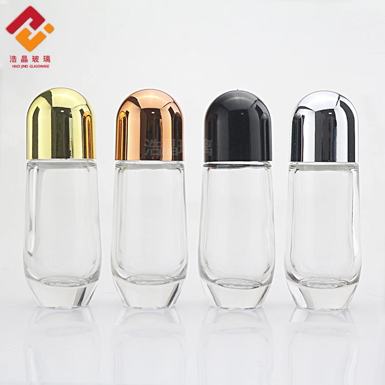 Cosmetic glass 50ml clear deodorant packaging essential oil perfume roll on bottle