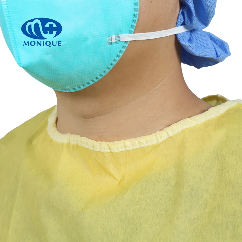 Waterproof Surgery With Knitted Cuff Isolation Ppe En14126 Non Woven Yellow Aami Level 3 Medical Disposable Surgical Gown