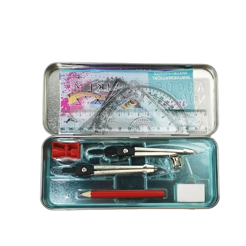 Оптовая продажа с фабрики канцелярские товары математический набор, геометрия коробка правитель набор, карандаш коробка набор