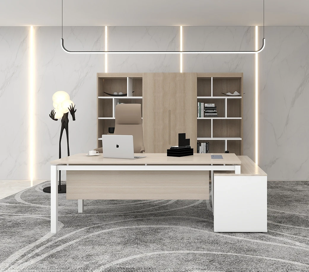 Factory custom modern L-shaped Boss ceo Manager desk Executive Wooden office tables and chairs for office furniture