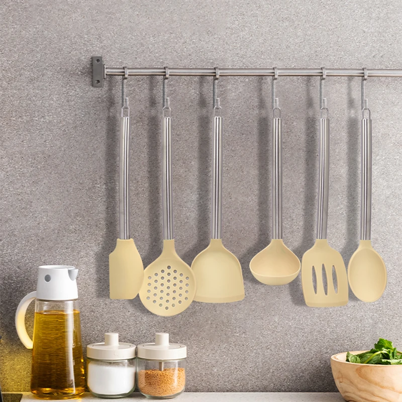 Silicone Cooking Tools Set Heat Resistance Kitchen Accessories Utensils with Heat Proof Handle   silicone kitchenware