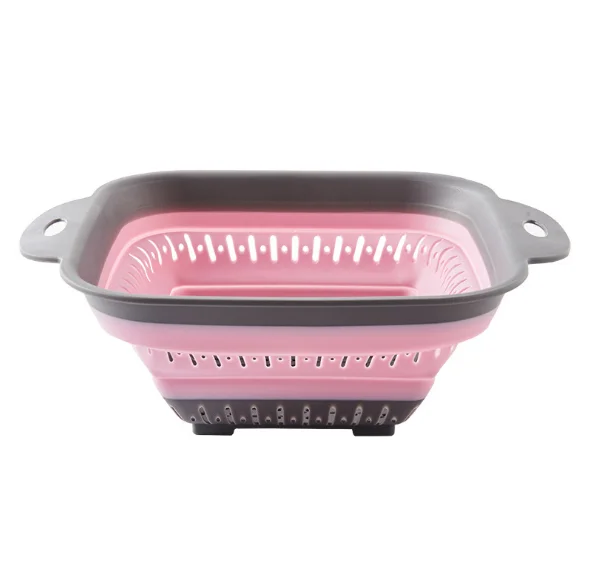 Multi-functional vegetable and fruit basket collapsible hanging plastic stacking filter basket
