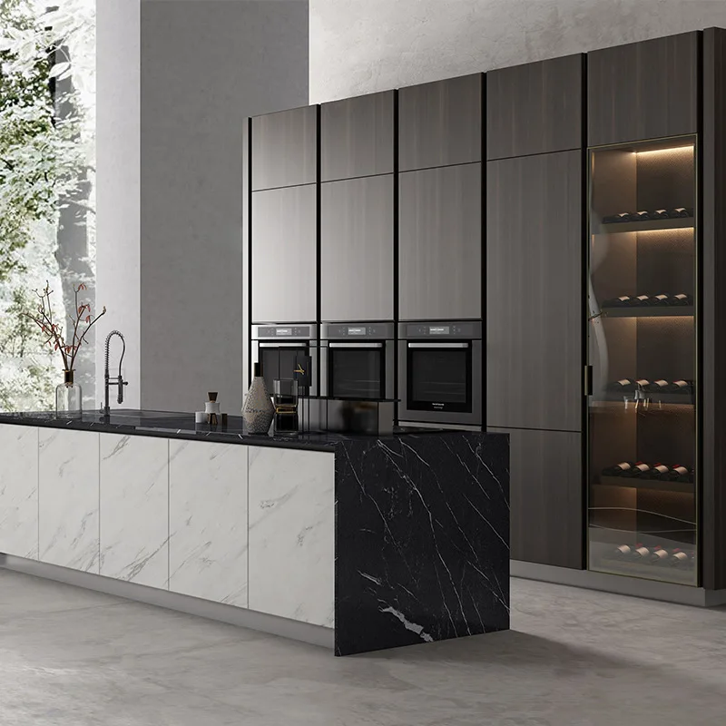 MEGA Modern Style Manufacturer Furniture Designs Complete  Light Luxury  Island Full Set Kitchen Cabinets