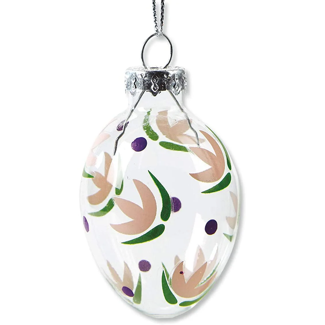 Hot sale hand printing artificial blown clear glass ornament spring decor Easter mini hanging eggs Eco-friendly