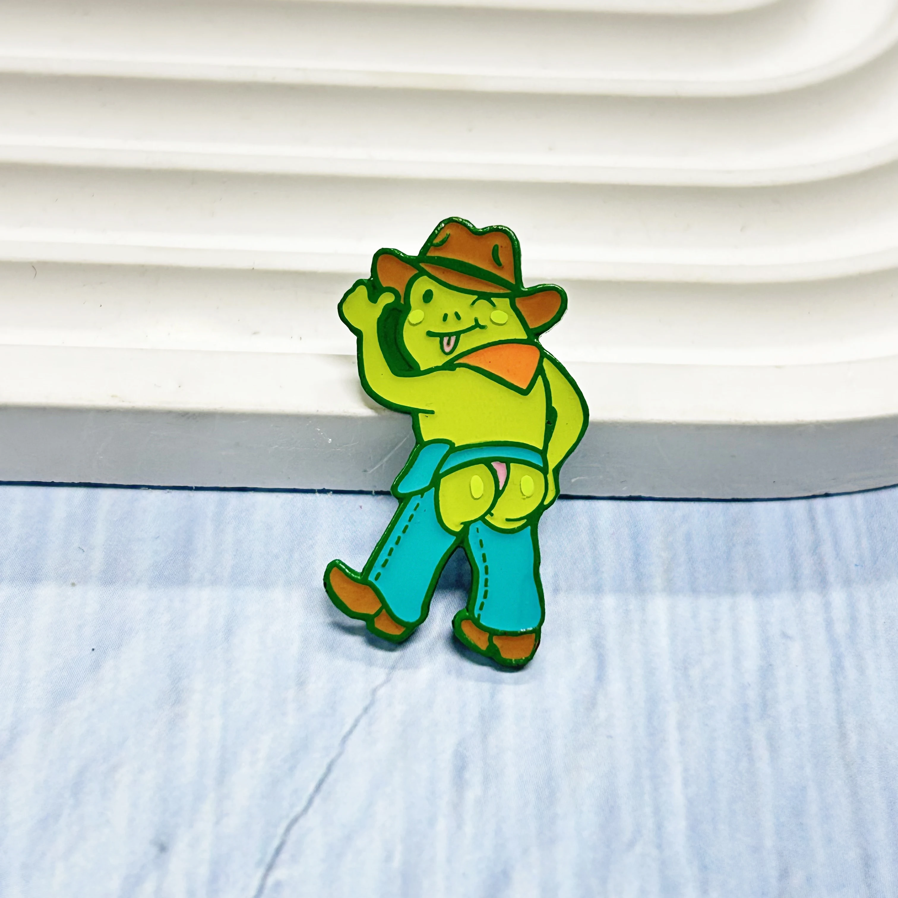 Cute pink snail boots green frog pattern custom personalized coloured with resin enamel pin