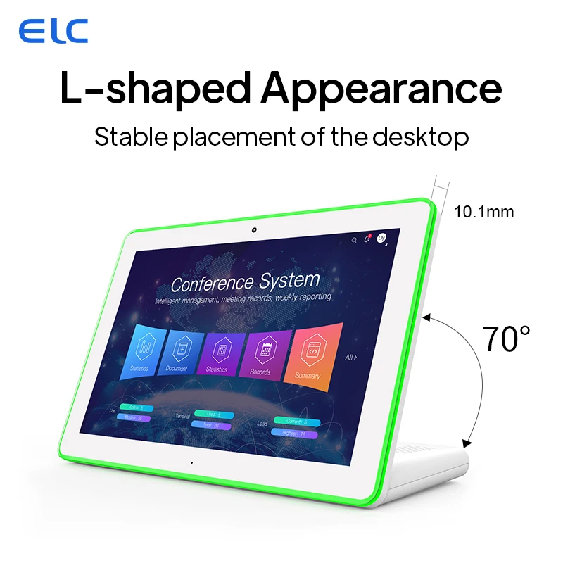 WL1087T(2020) 10.1 Inch L -shaped POE Touch Screen Dual Speaker Light Tablet PC with Quad Core Android 6.0 Capacitive Screen