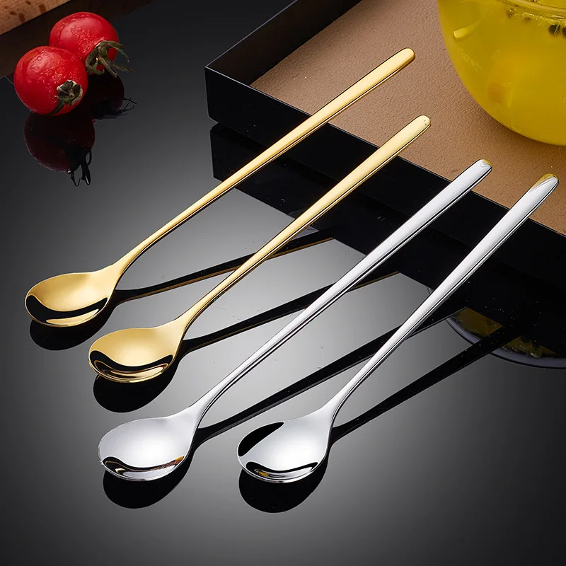 304 Stainless Steel Coffee Spoon Cute Ins Long Handle Stirring Spoon Gift Golden Honey Dessert Water Drop Spoon