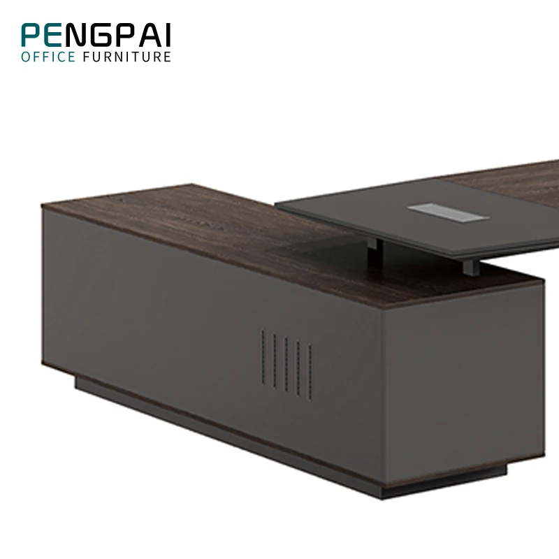  Pengpai современный l-образный ореховый серый деревянный босс офисный стол