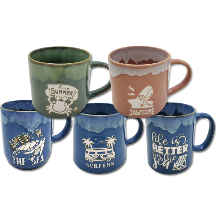 Factory custom embossed 3d logo ceramic drink cup tourist gift france paris souvenir mug