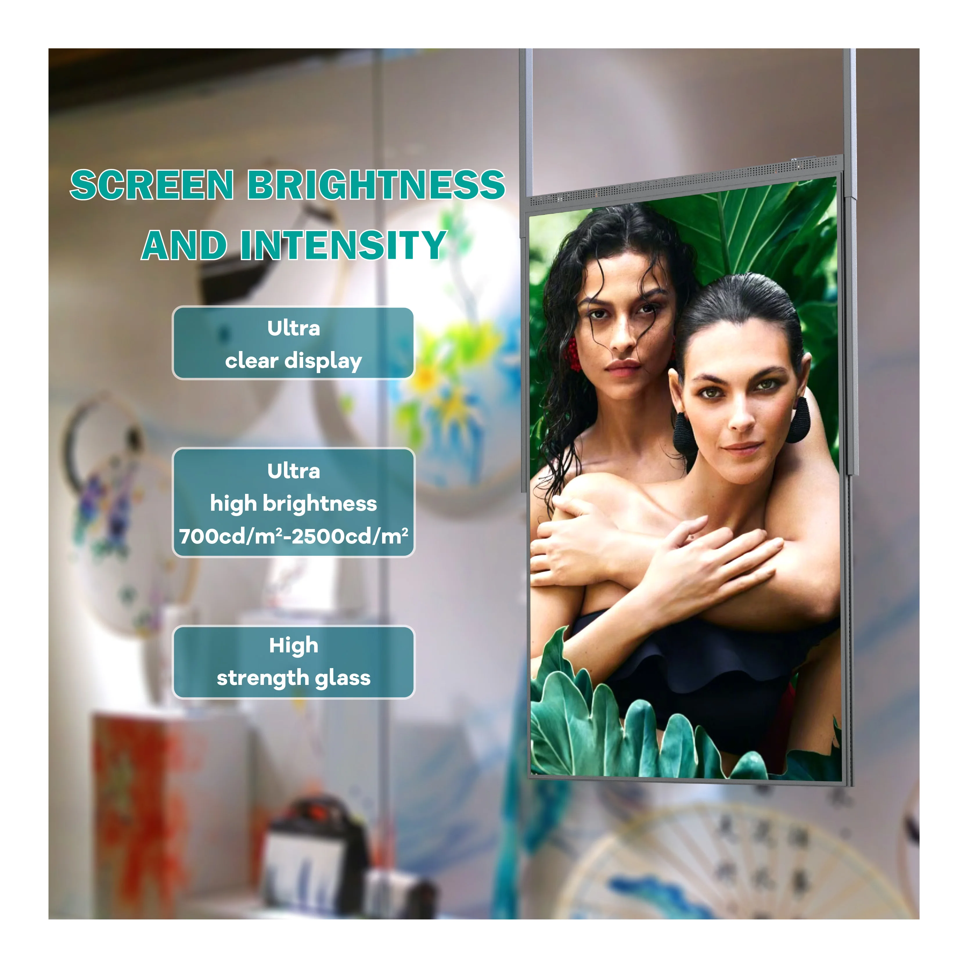 Slim Shop Window Display Sunlight Dual-sided LCD Digital Display Monitor Screen Indoor Window Screen
