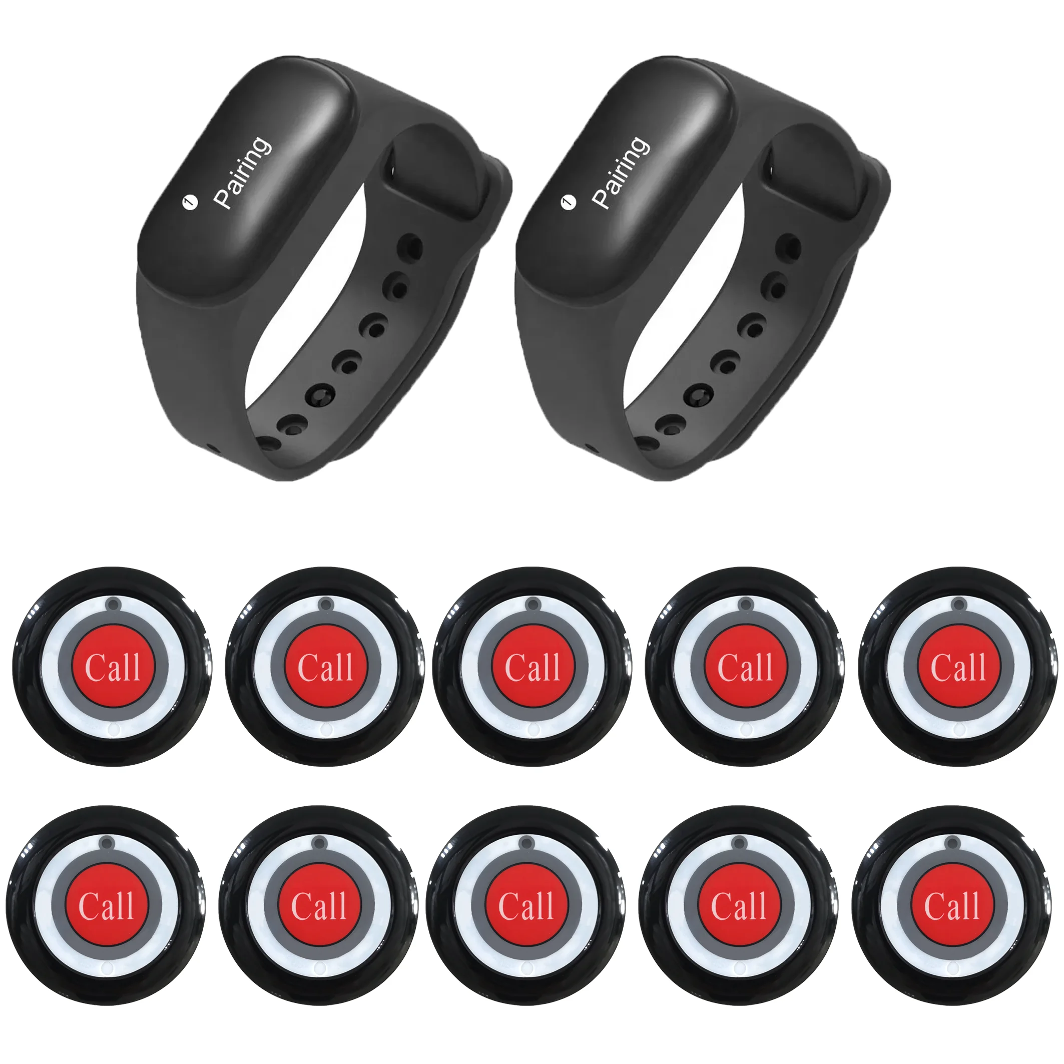 Wireless Calling System 2 Watch With 10/15/20 Pagers Buzzer Waterproof Watch Pager For Bar Food Truck Restaurant