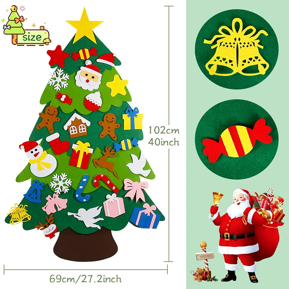 30pcs Xmas Home Wall Decorations Felt Christmas Tree For Decoration