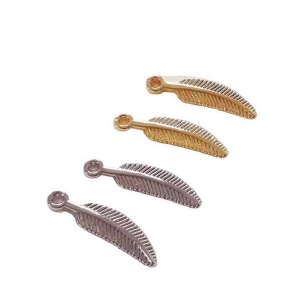 NANA high quality fashion 24k gold filled 5x21mm feather charm and pendant for jewelry findings