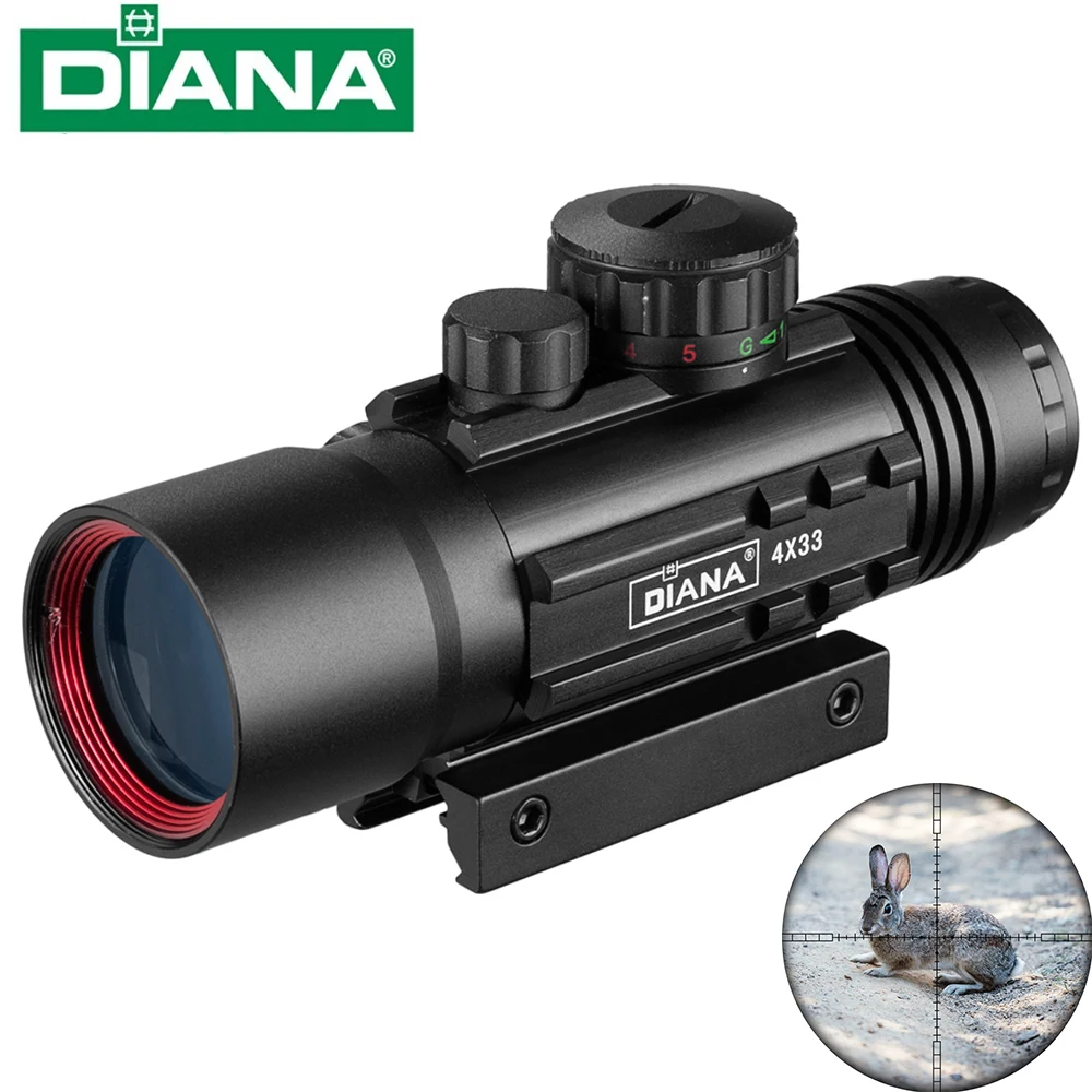 Тактические оптические прицелы DIANA 4X33 afg, аксессуары, Охотничья Серия 1, Охотничья игра для спорта на открытом воздухе, охотничий прицел с красной точкой