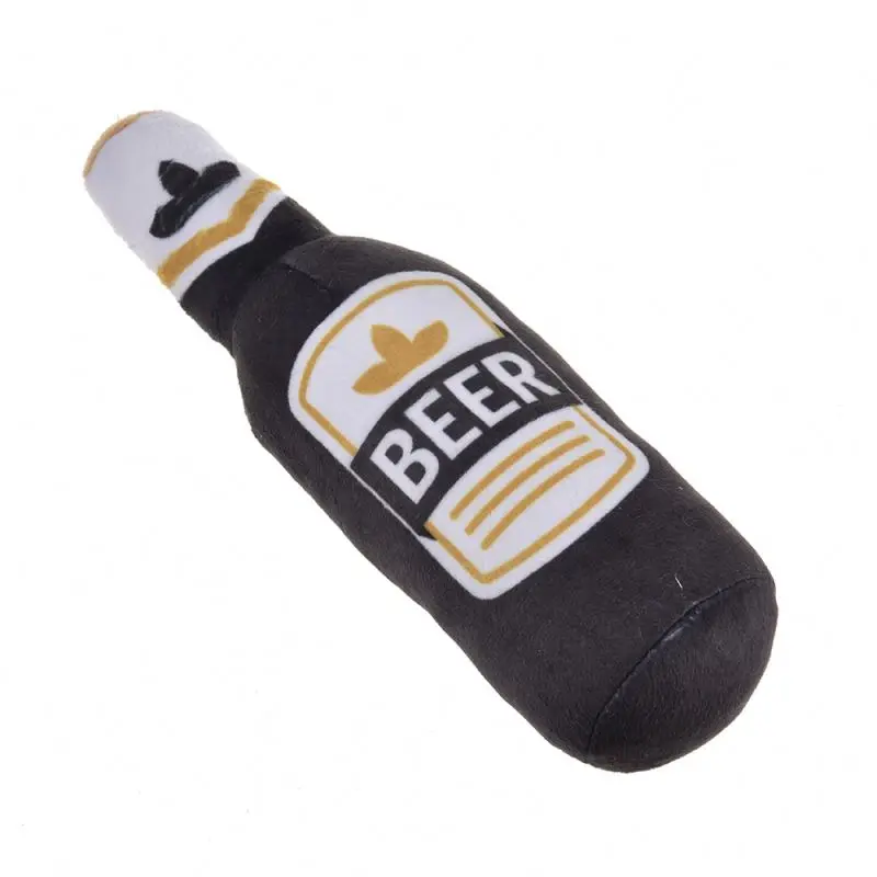 Custom new design Beejay 2022  hot funny stuffed plush dog soft toys beer bottle squeaky dog treat toys