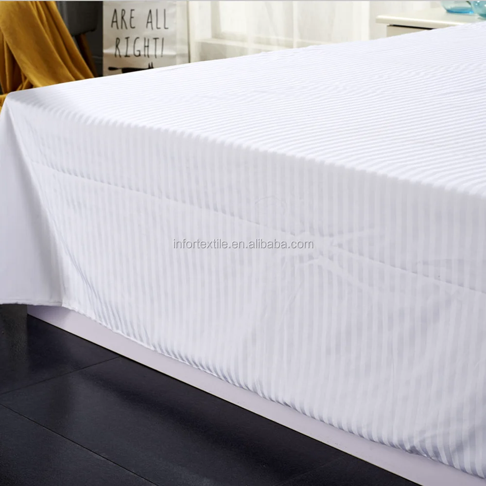 
hotel bed flat sheet bedding set T250 2cm stripe 2