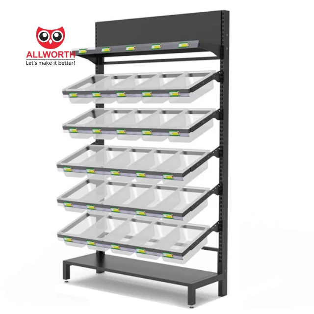 Retail Shop Popular Design Easy To Assemble Unique Wooden Vegetable Fruit Display Rack