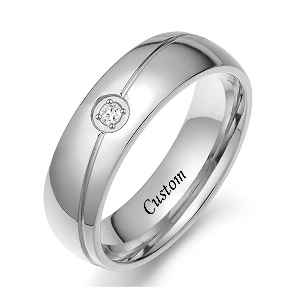 Christmas Gift Couple Round Rings Stainless Steel Fashion Wedding Bands Jewelry Accessories For Men&Women