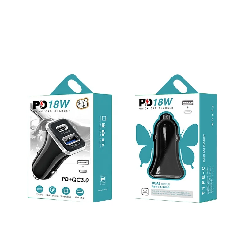 
New 12W car charger PD + USB dual port car charger 2.4a dual port car charger For Apple 12 