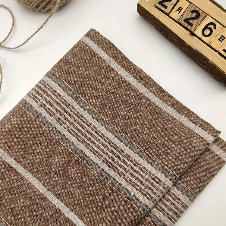 High quality italy french mens women clothes 100% linen dress fabric manufacturer china striped linen fabric for clothing