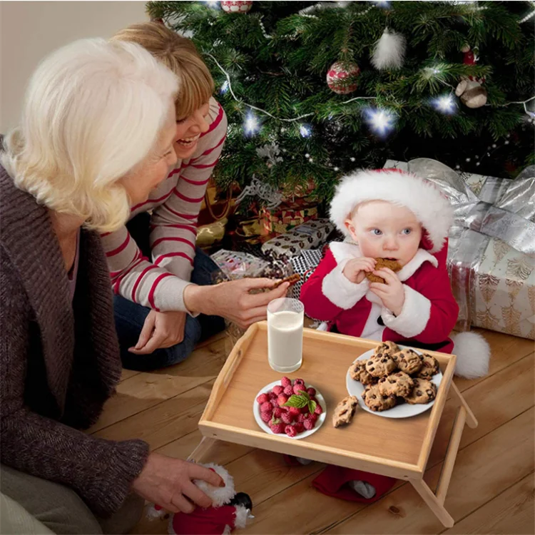 Wooden Sturdy  Kitchen Bedroom Bed Sofa Hospital Table Folding Legs Bed Tray