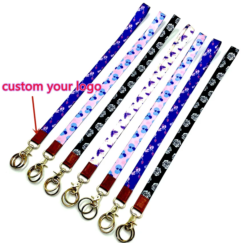 High quality personalized custom polyester silkscreen logo woven embroidered lanyard with keyring