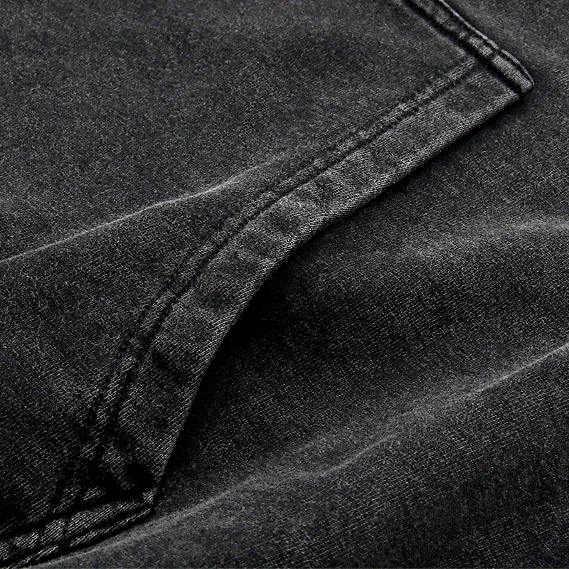 Custom logo hoodie stone new fashion wash black acid wash hoodie oversize distressed hoodie