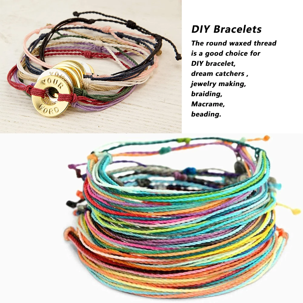 Hot Sell 0.65mm Waxed Cords Polyester Leather Sewing Thread Waxed Strings for Macrame