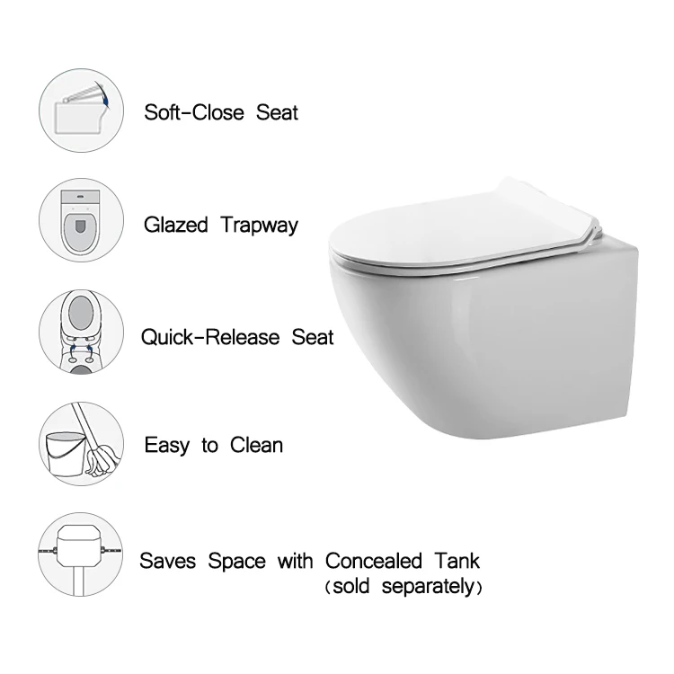 OVS cUPC North America White Color Ceramic Bathroom Tankless Wall Mounted Urinal Rimless Toilet