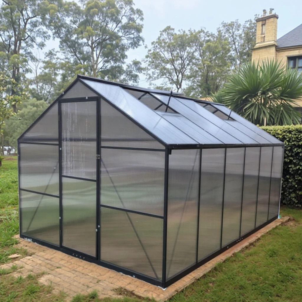 Large DIY Aluminum Polycarbonate Greenhouse DIY Kit Easily Assembled Walk-In Sunroom with Metal Frame for Garden Villa Courtyard