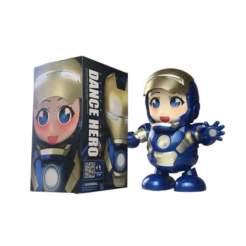 A superhero robot that can sing and dance with light music and smart toys