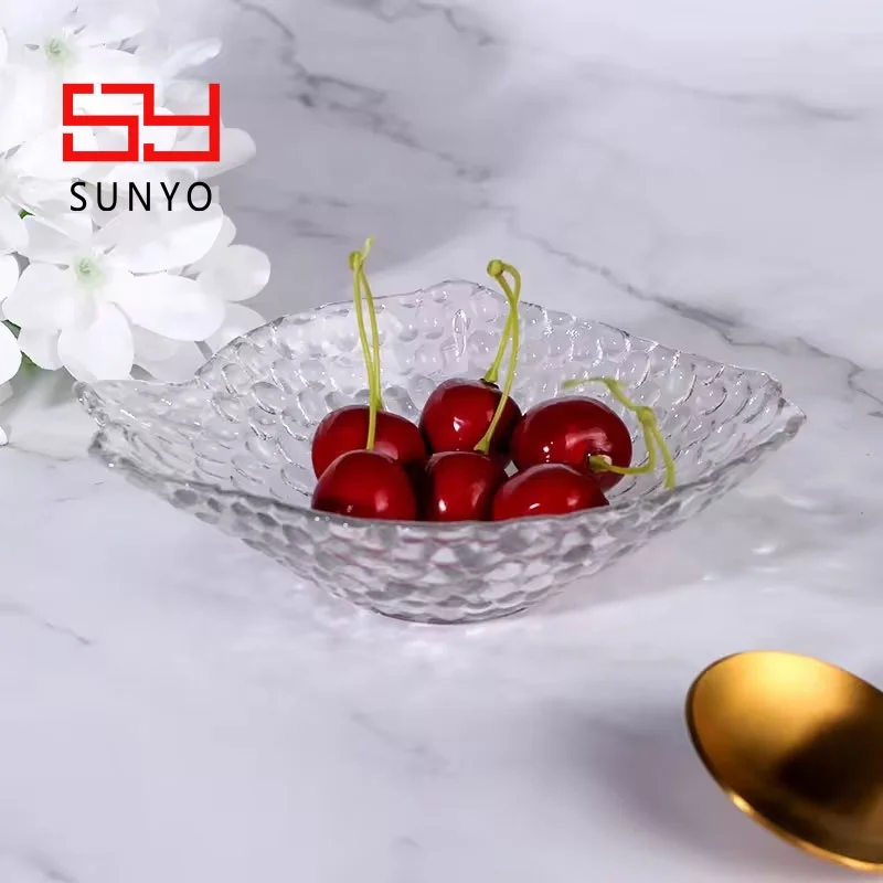 Unique Fish Shape Pet Food Bowl Wholesale Clear Hand Made Crystal Fruit Glass Dishes & Plates for Home Using
