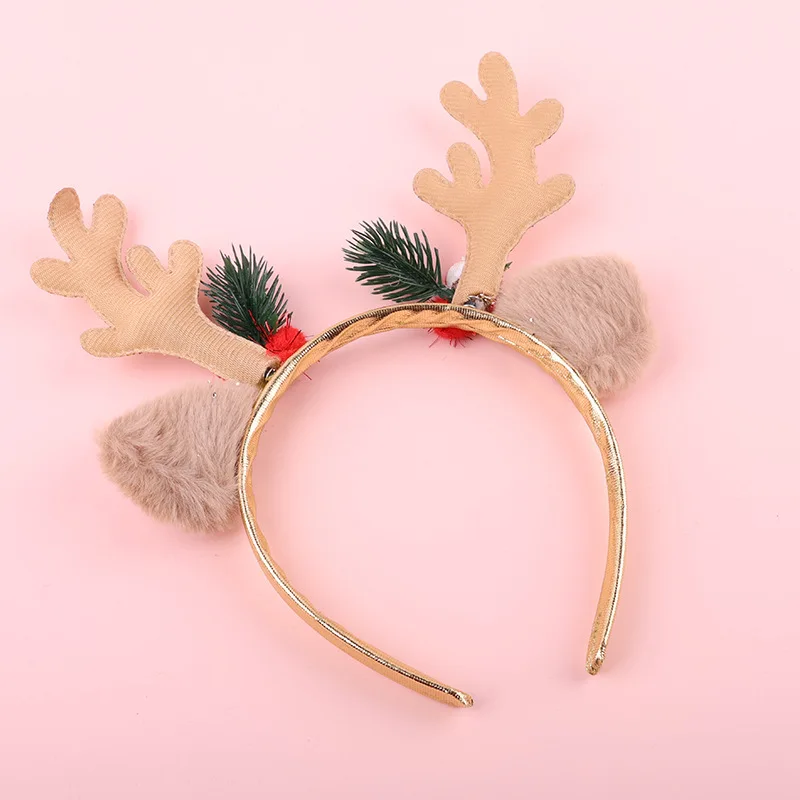 Girls Elk Antler Glitter Hair Bands Jingle Bells Tiara Headpiece Christmas Party Dress Up Headbands Cute Elk Antlers Headbands