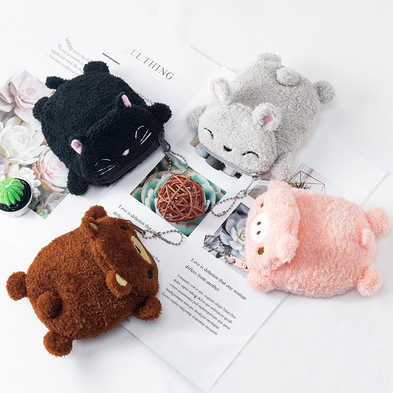 Lovely Plush Bear Design Coin wallet Custom Animal Design Plush Keychain Purse