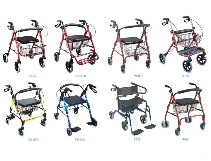 best 2 in 1 electric medical folding knee posterior rollator walker with folding transport chair seat and shopping bag cart